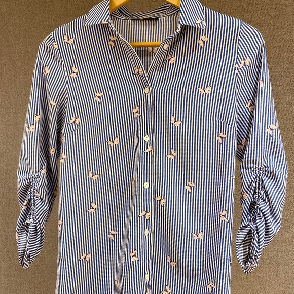 Stripey Blouse with Butterflies and Sweet Sleeve Detail - Picture 1 of 7